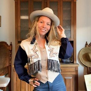 Vintage Embroidered Western Fringe Shirt